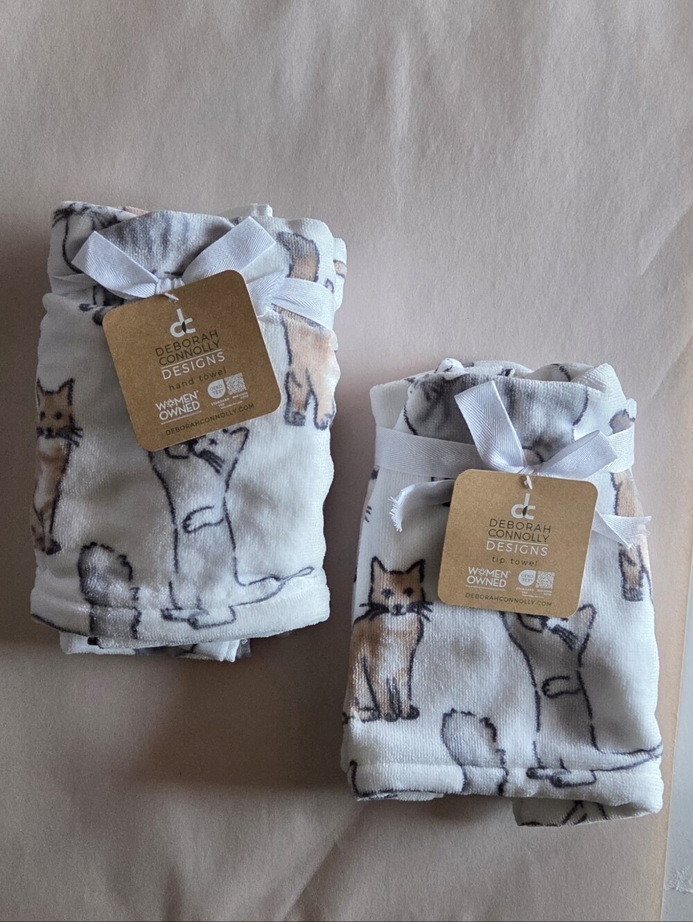 Deborah Connolly Designs Cats Bath Tip and Hand Towels Set